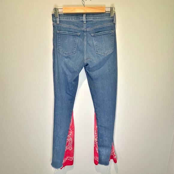 J Brand DIY Paisley Print Bandana Flare Jeans - size 26 - Picture 2 of 8